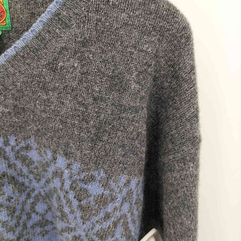 ボストントレーダーズ BOSTON TRADERS 90s スノー柄 ウールニット Vネックセーター メンズ  L