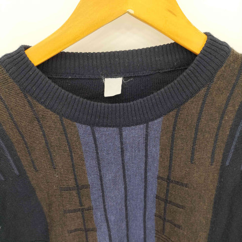 パターンデザイン クルーネック ニットセーター メンズ  L