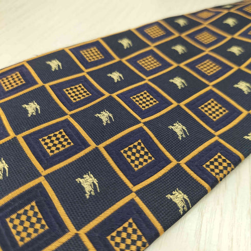 バーバリーズ BURBERRYS 騎士刺繍 総柄シルクネクタイ メンズ