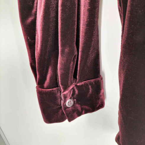 CAROLYN TAYLOR 90S レギュラーカラーL/S ベロアシャツ レディース JPN:S