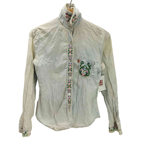 リーバイス Levis 70S 花柄刺繍 装飾 L/S デニムシャツ オレンジタブ レディース