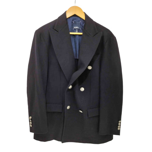 ヒルフィガーコレクション HILFIGER COLLECTION イタリア製 カシミヤ混 ウール 銀ボタン ピークドラペル ダブルブレスト テーラードジャケット メンズ 50