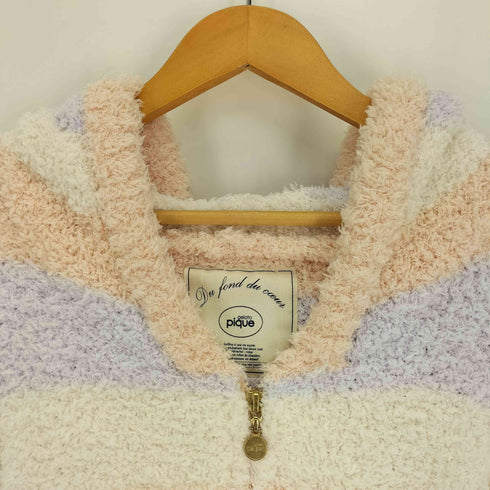 ジェラートピケ gelato pique ロゴ刺繍 ボーダー ジップアップ フーディ レディース FREE