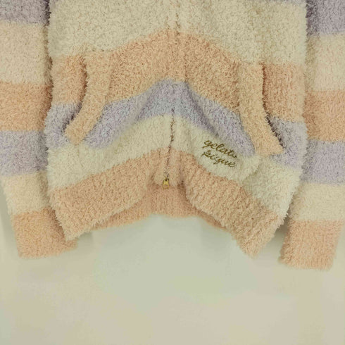 ジェラートピケ gelato pique ロゴ刺繍 ボーダー ジップアップ フーディ レディース FREE