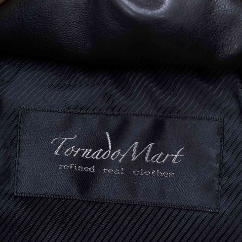 トルネードマート TORNADO MART ドラムダイレザー ラムレザー ハラコ切り替え ブラックファー ダウンジャケット Y2K ririジップ メンズ JPN:XL