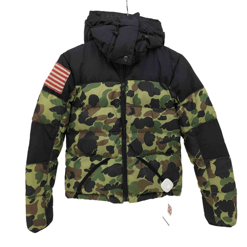 デニムアンドサプライ ラルフローレン DENIM & SUPPLY RALPH LAUREN 00s 迷彩柄 星条旗 フーデッド ダウン ジャケット レディース XXS