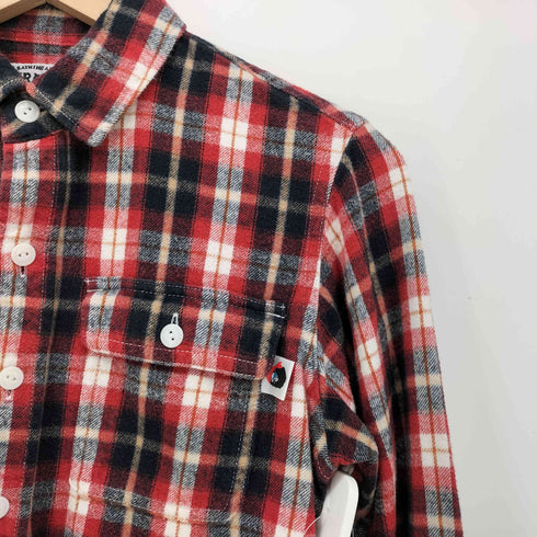 アベイシングエイプパイレーツストア A BATHING APE PIRATE STORE ピスタグ ロゴ 長袖 フランネル チェックシャツ メンズ JPN:XS