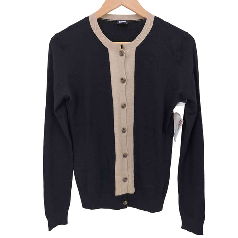 ジルサンダーネイビー JIL SANDER NAVY シルクウール パイピングデザイン クルーネック カーディガン レディース JPN:M