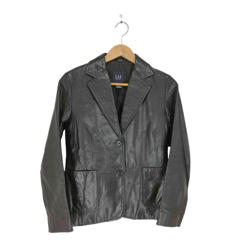 ギャップ Gap 00s GENUINE LEATHER 2Bテーラードジャケット レディース 4