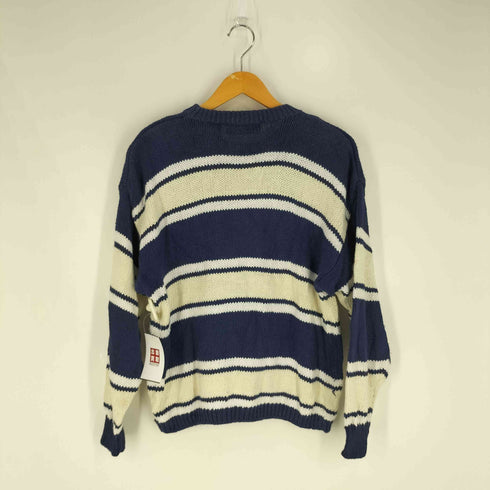 90s コットンリネン ボーダー クルーネックニット メンズ import:M