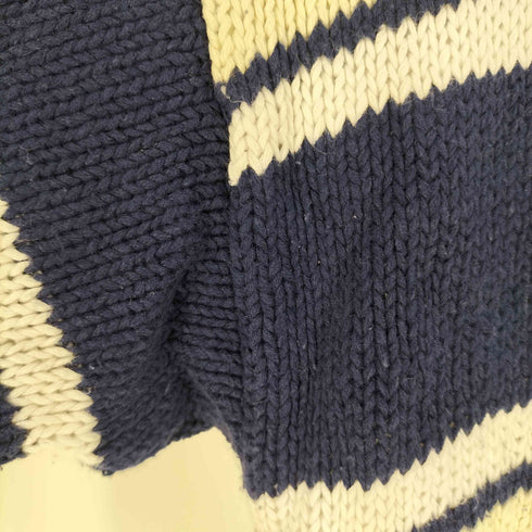 90s コットンリネン ボーダー クルーネックニット メンズ import:M