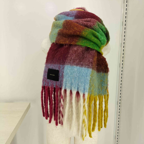 ノイズメーカー NOISE MAKER ボリュームフリンジブロックチェックマフラー レディース