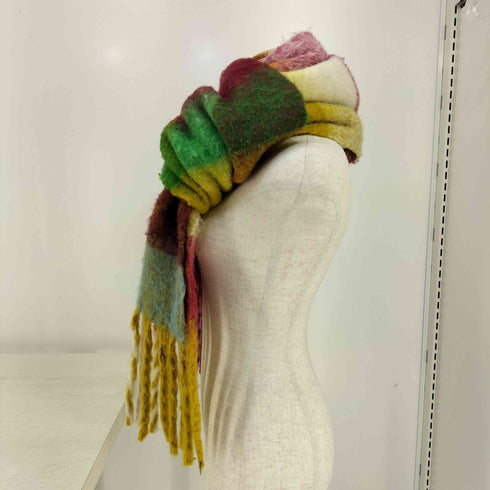 ノイズメーカー NOISE MAKER ボリュームフリンジブロックチェックマフラー レディース