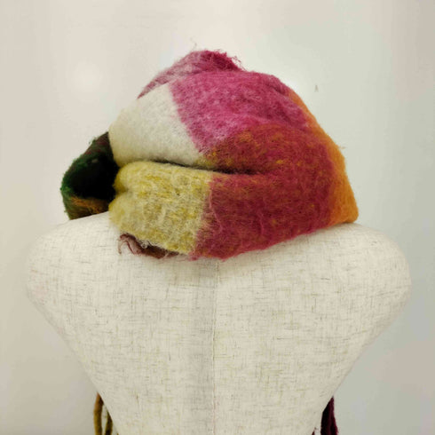 ノイズメーカー NOISE MAKER ボリュームフリンジブロックチェックマフラー レディース