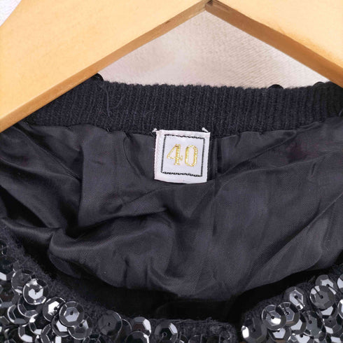 スパンコール ノーカラー ジャケット レディース  40