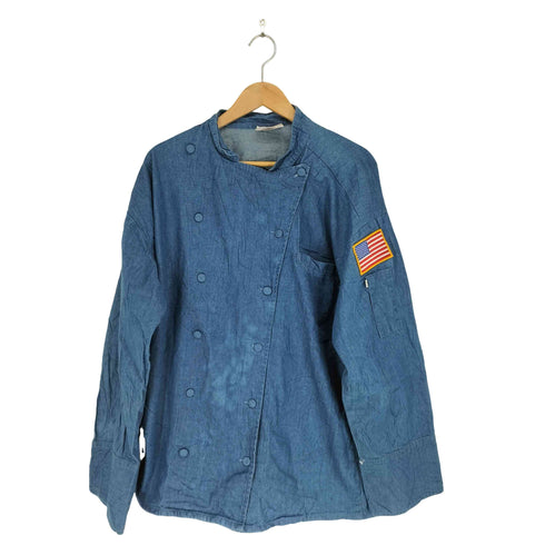 星条旗刺繍デニムシェフジャケット レディース L