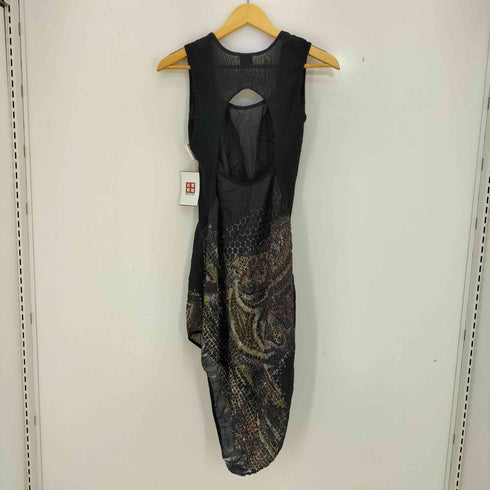 LEGATTE JEANS イタリア製 シルク100 シースルー切替 背中空き ノースリーブ 変形 ワンピース レディース  III