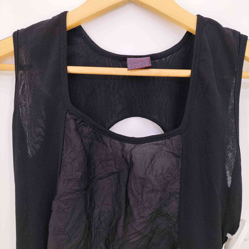 LEGATTE JEANS イタリア製 シルク100 シースルー切替 背中空き ノースリーブ 変形 ワンピース レディース  III