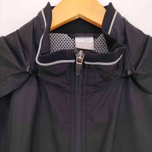 ナイキ NIKE 00s 銀タグ フード着脱可 袖スウォッシュ ハニカムリップストップ ナイロンジャケット 裾ドローコード メンズ import:XL