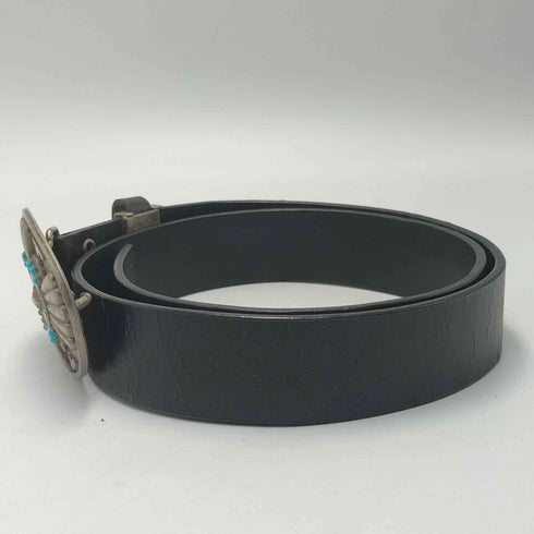 インディアン オーバル ターコイズ モチーフ バックル レザーベルト メンズ