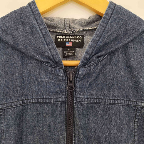 ポロジーンズカンパニーラルフローレン POLO JEANS COMPANY RALPH LAUREN 90s デニム地 フーデット ジップアップジャケット レディース import:S
