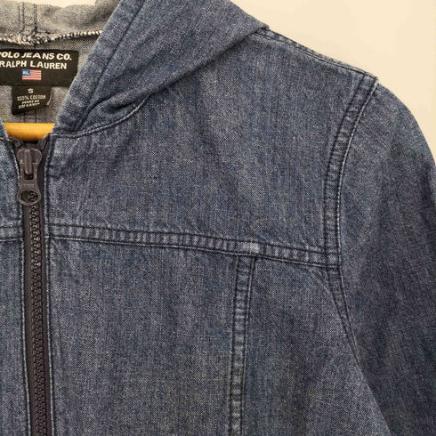 ポロジーンズカンパニーラルフローレン POLO JEANS COMPANY RALPH LAUREN 90s デニム地 フーデット ジップアップジャケット レディース import:S