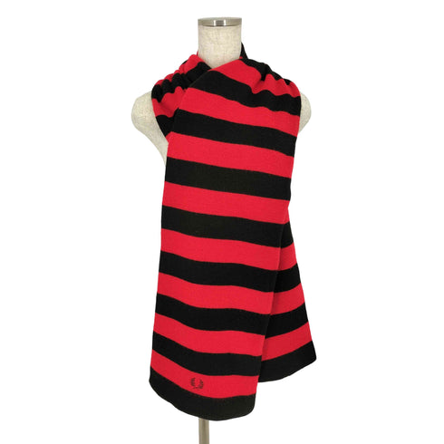 フレッドペリー FRED PERRY イギリス製 刺繍ロゴ アクリルマフラー メンズ