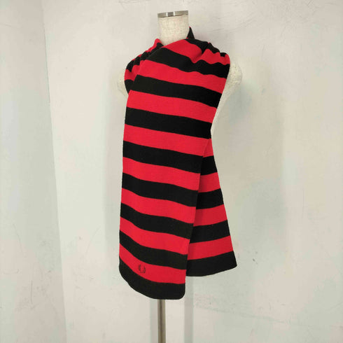 フレッドペリー FRED PERRY イギリス製 刺繍ロゴ アクリルマフラー メンズ