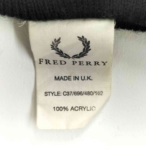 フレッドペリー FRED PERRY イギリス製 刺繍ロゴ アクリルマフラー メンズ