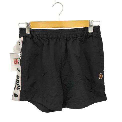 アベイシングエイプ A BATHING APE ロゴ刺繍 裏地メッシュ ナイロン ショーツ ショートパンツ レディース  XS