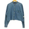 ラルフローレン RALPH LAUREN BIG SHIRT ポニー刺繍 クロップド デニム バンドカラー シャツ リメイク レディース import:L
