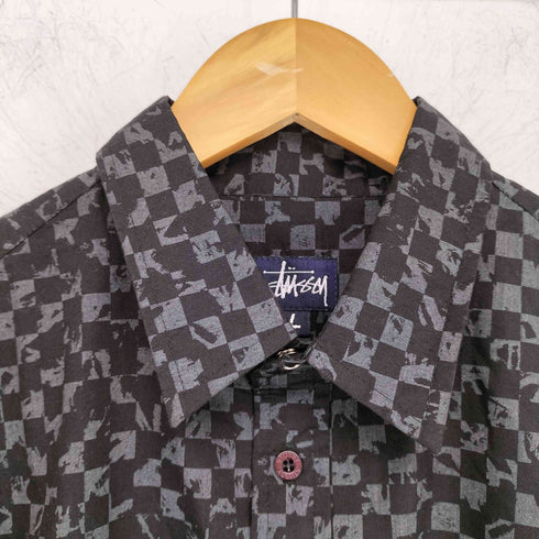ステューシー Stussy USA製 紺タグ S/Sチェックシャツ メンズ import:L