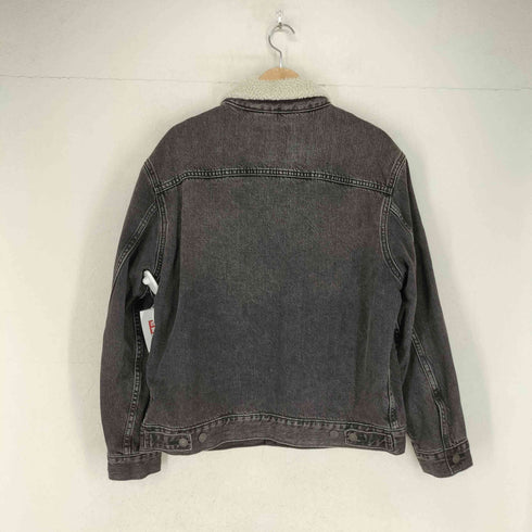 リーバイス Levis 裏地チェック襟ボアブラックデニムジャケット メンズ S