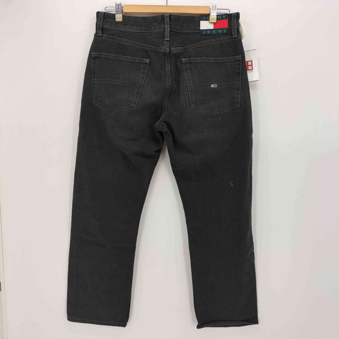トミージーンズ tommy jeans ダメージ加工 リラックス ストレート ブラックデニム パンツ ボタンフライ メンズ US:30-31