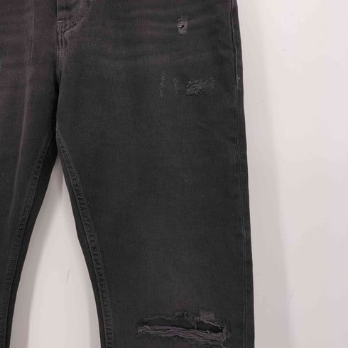 トミージーンズ tommy jeans ダメージ加工 リラックス ストレート ブラックデニム パンツ ボタンフライ メンズ US:30-31
