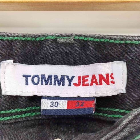 トミージーンズ tommy jeans ダメージ加工 リラックス ストレート ブラックデニム パンツ ボタンフライ メンズ US:30-31