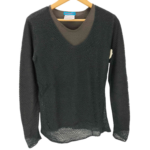 キャサリンハムネットロンドン KATHARINE HAMNETT LONDON メッシュ レイヤード アクリル混 ウールニット プルオーバー Y2K レディース import:M