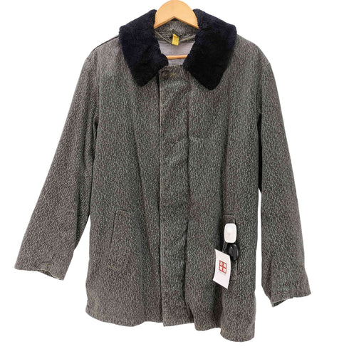 ZRZESZENIE PRODUCENTOW ユーロ ワーク ゼブラ柄 ライナー付き ウィンターコート 襟ボア 比翼 ハーフステンカラーコート カバーオール メンズ