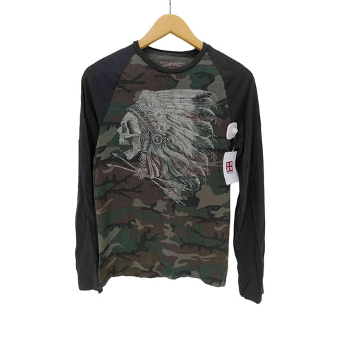 デニムアンドサプライラルフローレン DENIM&SUPPLY RALPH RAUREN ネイティブプリント カモ切替 ラグラン クルーネック Tシャツ レディース import:XS