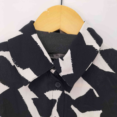 ザラ ZARA モノトーンプリント シャツワンピース レディース JPN:S