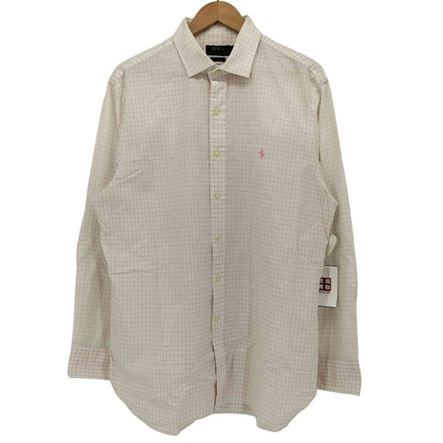 ポロラルフローレン POLO RALPH LAUREN SLIM FIT ピンクポニー刺繍 マチ付 グラフチェック ドレスシャツ メンズ 17 - 34/35