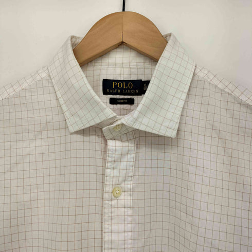 ポロラルフローレン POLO RALPH LAUREN SLIM FIT ピンクポニー刺繍 マチ付 グラフチェック ドレスシャツ メンズ 17 - 34/35