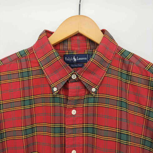 ラルフローレン RALPH LAUREN 90s THE BIG SHIRT クレストロゴ タータンチェック ボタンダウンシャツ メンズ import:XL