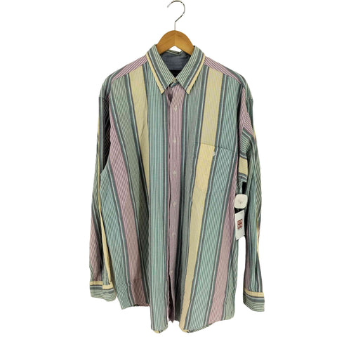 エディーバウアー Eddie Bauer 80-90s マルチカラーストライプ ボタンダウンシャツ メンズ import:XL