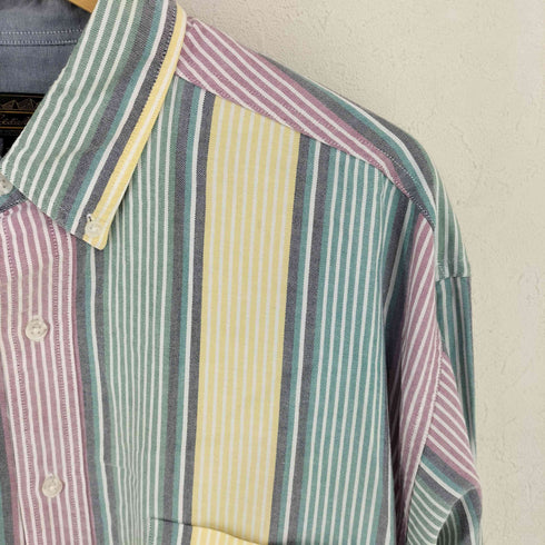 エディーバウアー Eddie Bauer 80-90s マルチカラーストライプ ボタンダウンシャツ メンズ import:XL