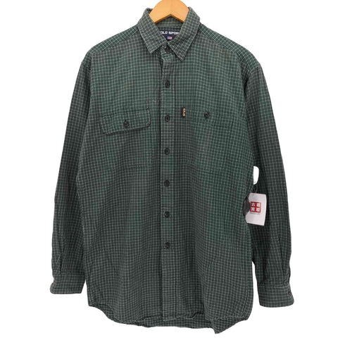 ポロスポーツラルフローレン POLO SPORT RALPH LAUREN 90s インド綿 ピスタグ 猫目ボタン グラフチェック レギュラーカラーシャツ ガチャポケ メンズ import:S