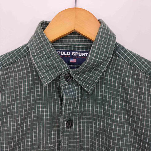 ポロスポーツラルフローレン POLO SPORT RALPH LAUREN 90s インド綿 ピスタグ 猫目ボタン グラフチェック レギュラーカラーシャツ ガチャポケ メンズ import:S