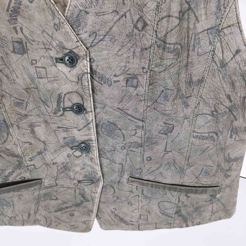 Pig 総柄デザイン ピッグレザー ベスト レディース F