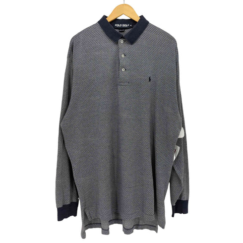 ポロゴルフラルフローレン POLO GOLF RALPH LAUREN 90s カナダ製 ポニー刺繍 ひし形重ね模様 L/S ポロシャツ 長袖 プルオーバー メンズ import:XL