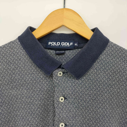ポロゴルフラルフローレン POLO GOLF RALPH LAUREN 90s カナダ製 ポニー刺繍 ひし形重ね模様 L/S ポロシャツ 長袖 プルオーバー メンズ import:XL